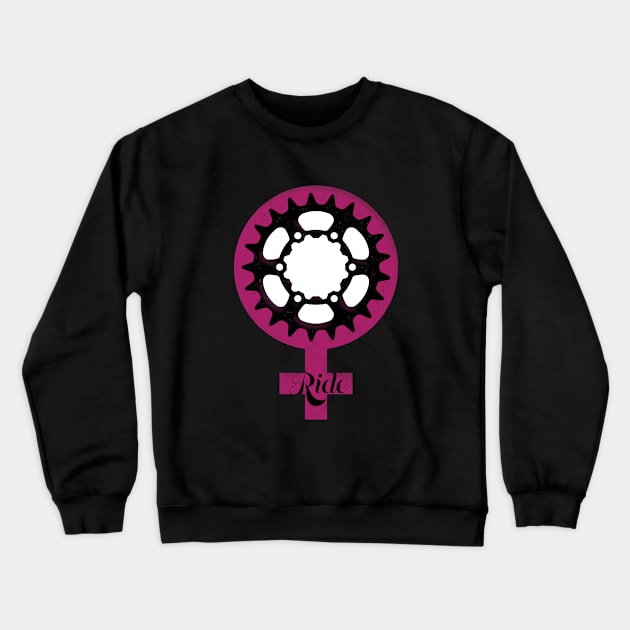 Chain Ring Girl Power RIDE! Crewneck Sweatshirt by NeddyBetty